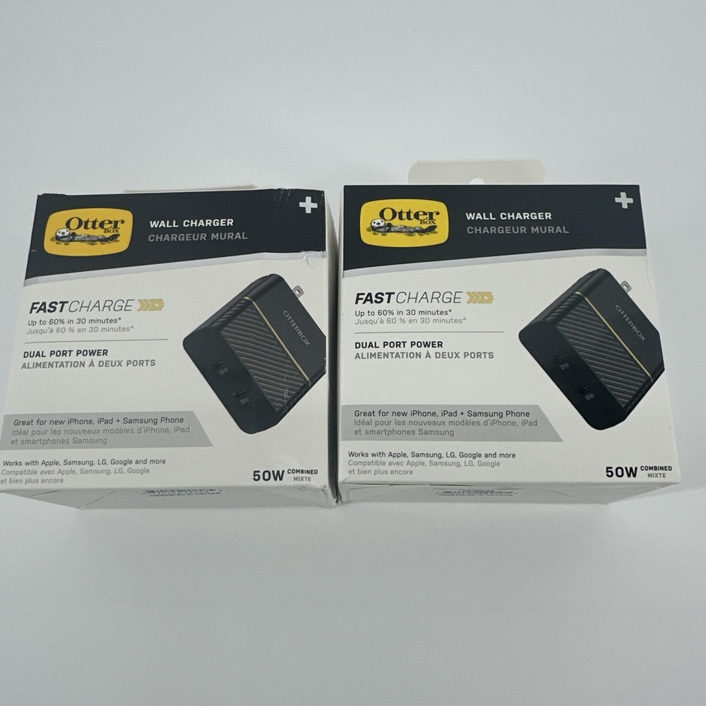 OtterBox Port 20W + 30W‎ Wall Charger USB-C – 2 Ports – Black Shimmer X2